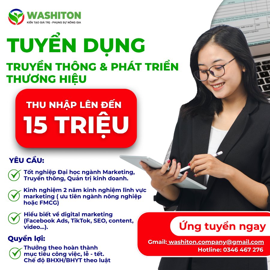 Tuyển dụng chuyên viên truyền thông & phát triển thương hiệu